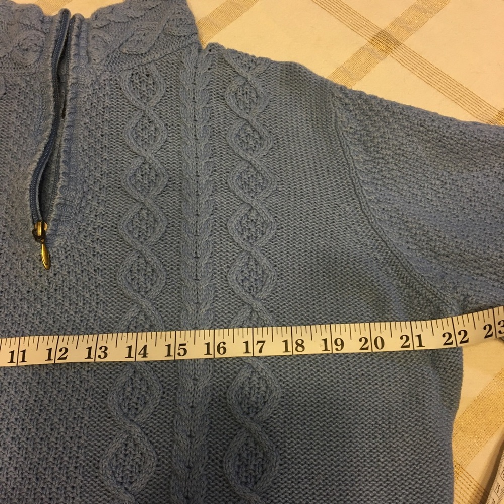 NORTHCREST LG CORNFLOWER BLUE QUARTER ZIP SWEATER WITH BEAUTIFUL PATTERNS - Picture 3 of 8